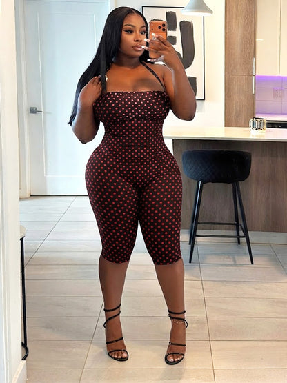 Polka Dot Halter Capri Jumpsuit
