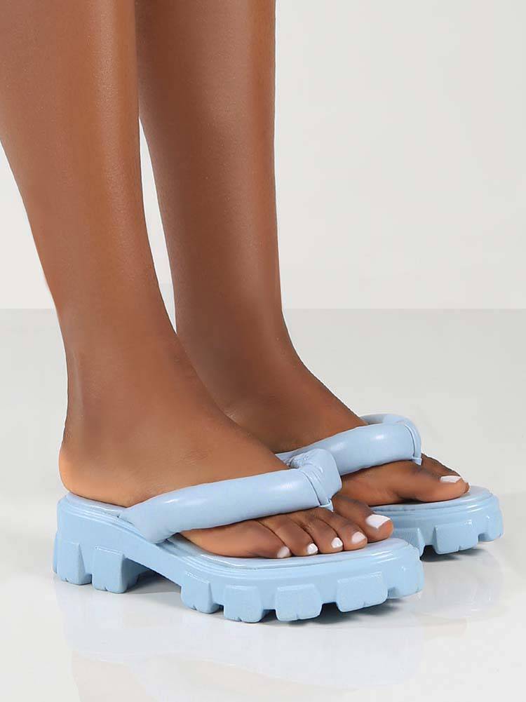Chunky Sole Thong Strap Sandals - ECHOINE