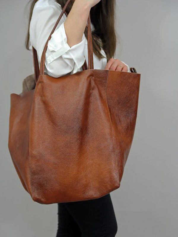 Large Capacity Leather Tote Bag - ECHOINE