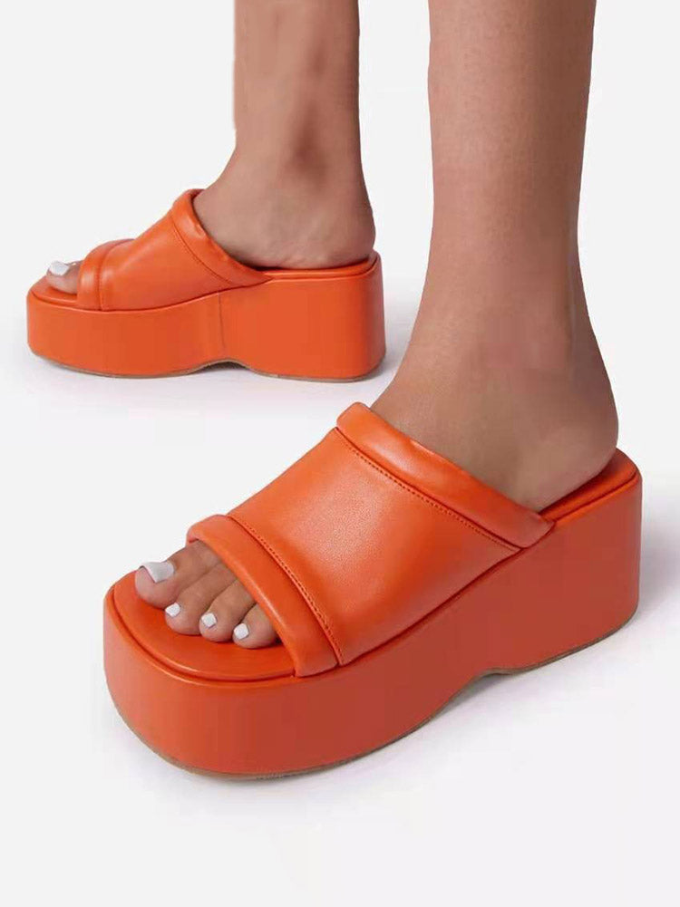 Platform Heel Wedges Slide Sandals - ECHOINE