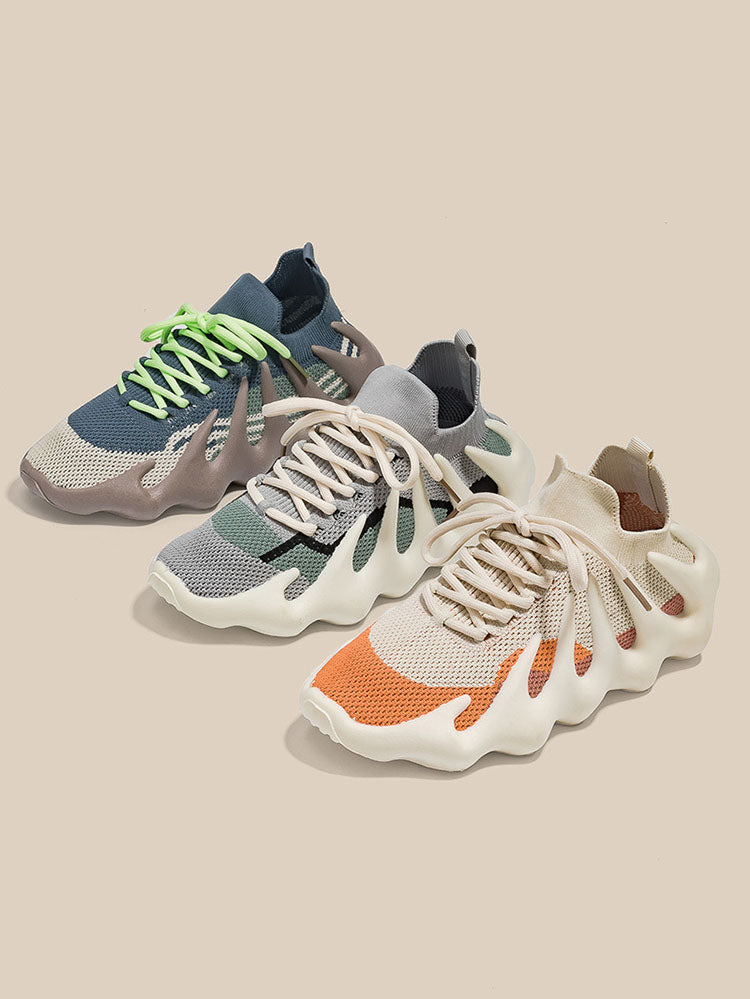 Lace-up Knit Breathable Sneakers - ECHOINE