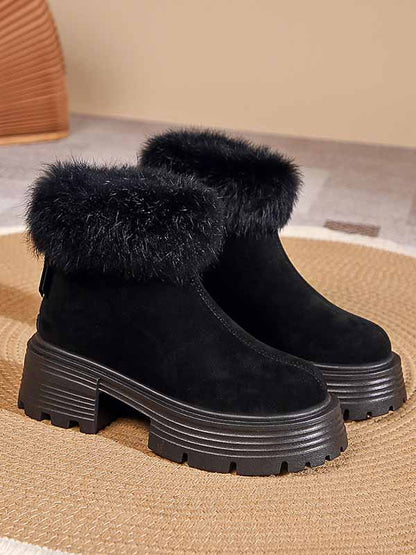 Furry Trim Lined Snow Boots - ECHOINE