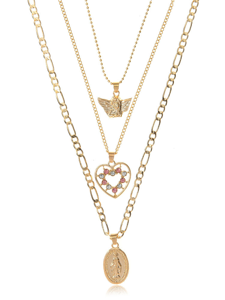 Heart & Angle Layered Necklace - ECHOINE