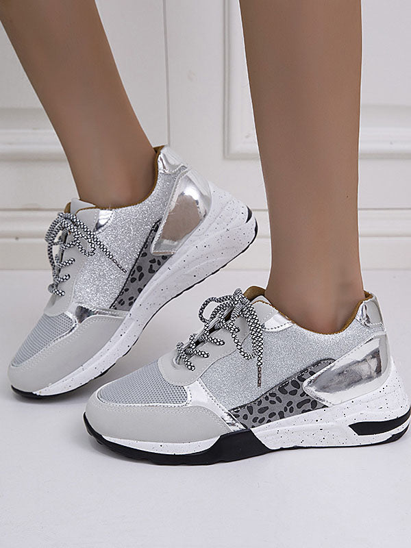 Glitter Leopard Print Casual Sneakers - ECHOINE