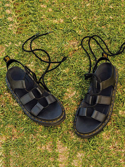Criss Cross Leather Flats Sandals - ECHOINE
