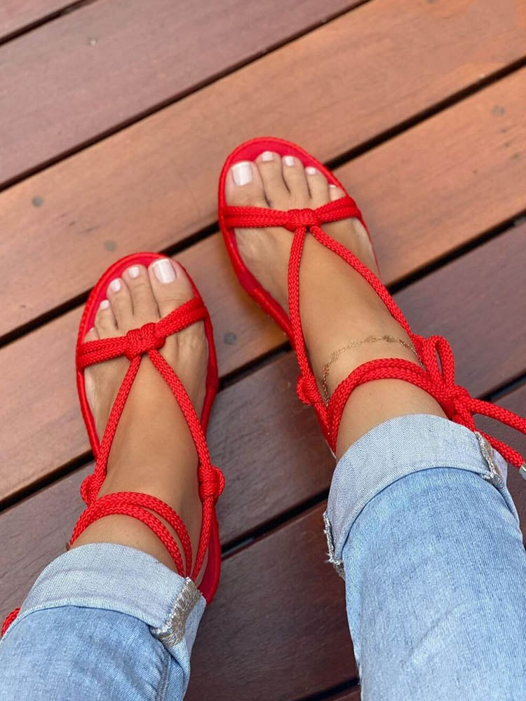 Thick-Soled Rope Sandals - ECHOINE