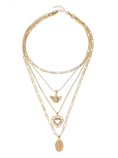 Heart & Angle Layered Necklace - ECHOINE