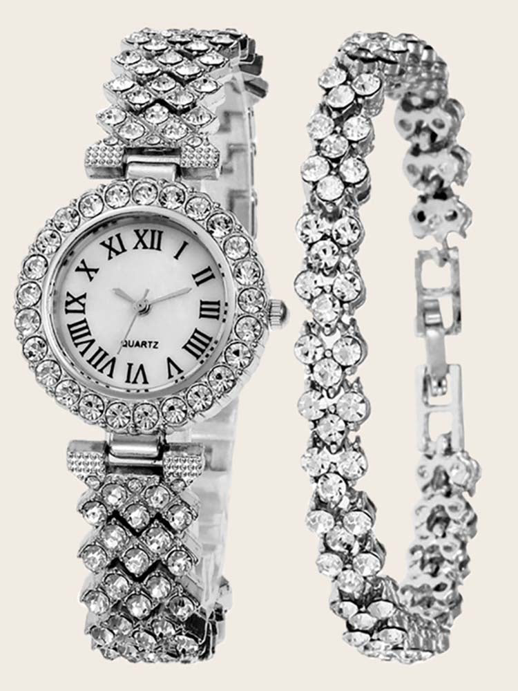Rhinestone Watches Bracelet Set - ECHOINE