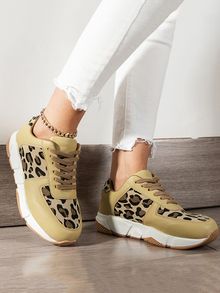 PU Leopard Casual Sneakers - ECHOINE