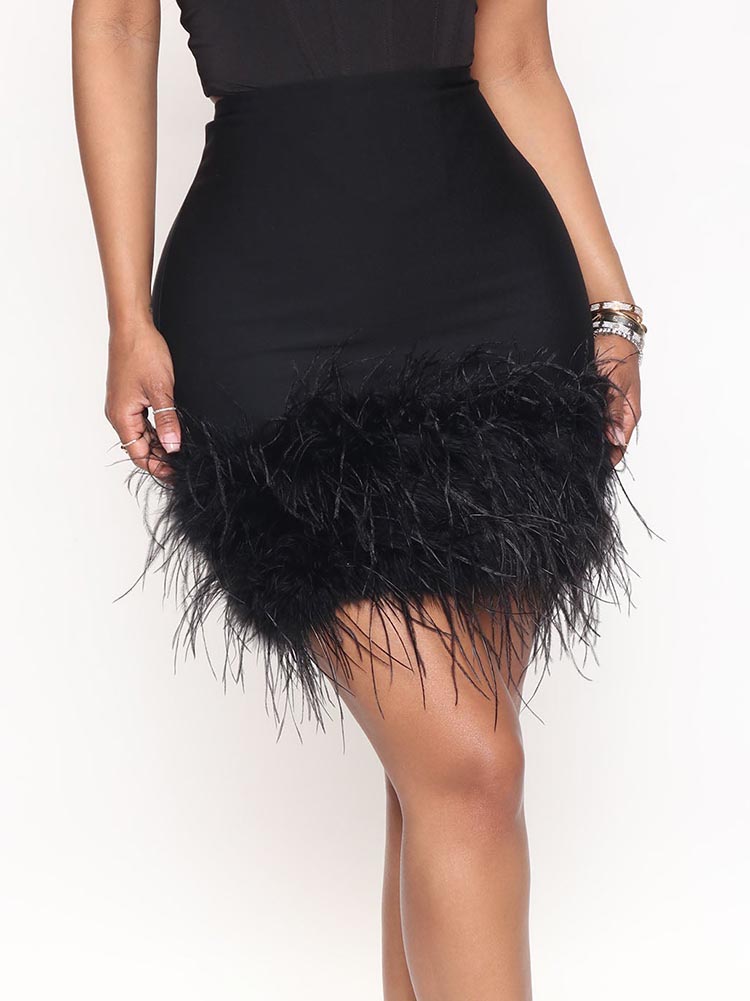 Feather Mini Skirt - ECHOINE