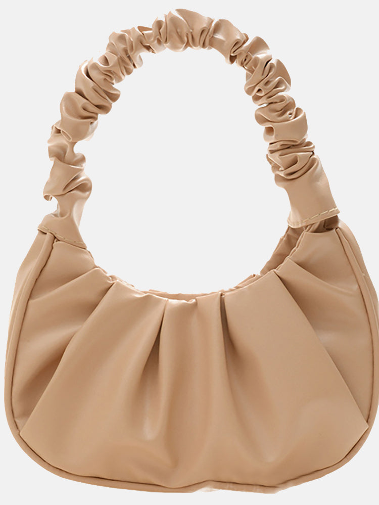 Pleated  Solid Color Shoulder Bag - ECHOINE