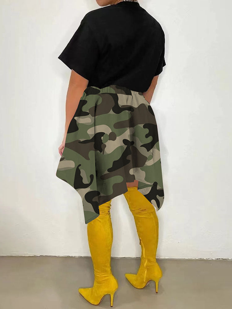 Irregular Camouflage Skirt - ECHOINE