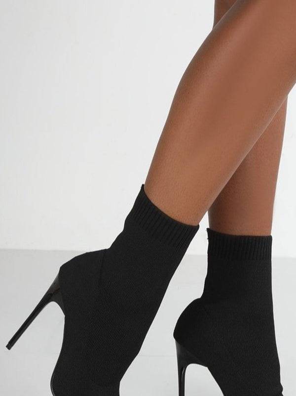 Stretch Fabric Ankle Boots High Heels - ECHOINE