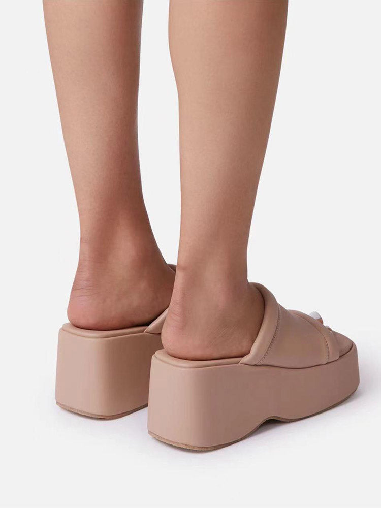 Platform Heel Wedges Slide Sandals - ECHOINE