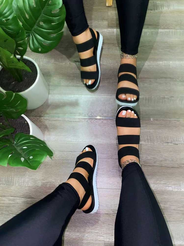 Round Toe Flat Heel Sandals - ECHOINE
