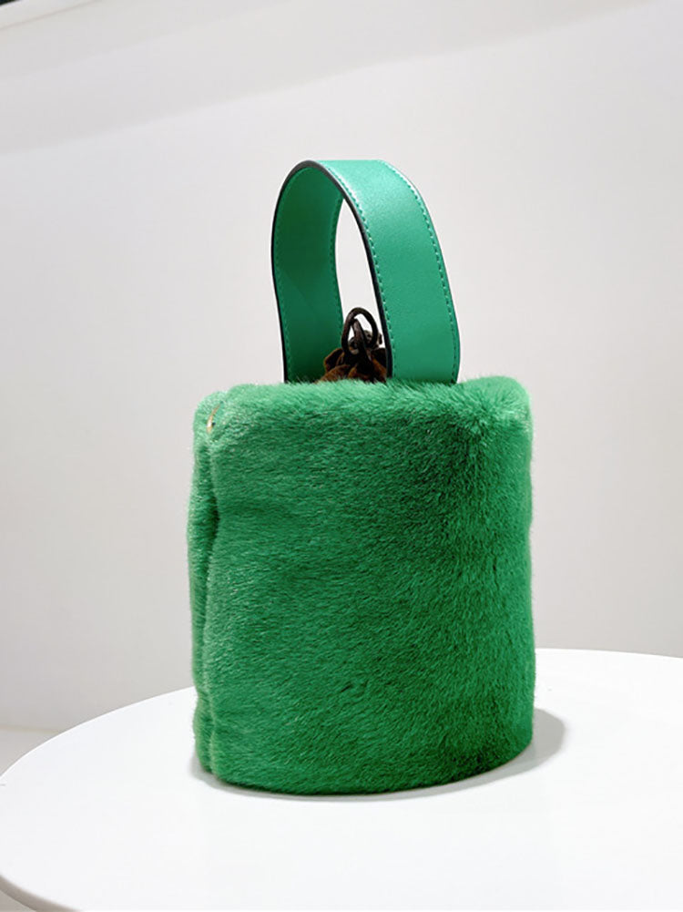 Fluffy Drawstring Bucket Bag - ECHOINE