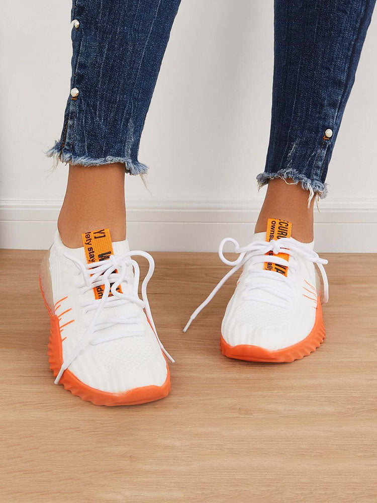 Casual Breathable Lace Up Knitted Sneakers - ECHOINE