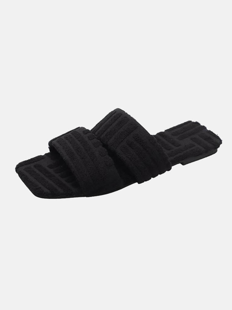 Toweling Flat Heel Slides - ECHOINE