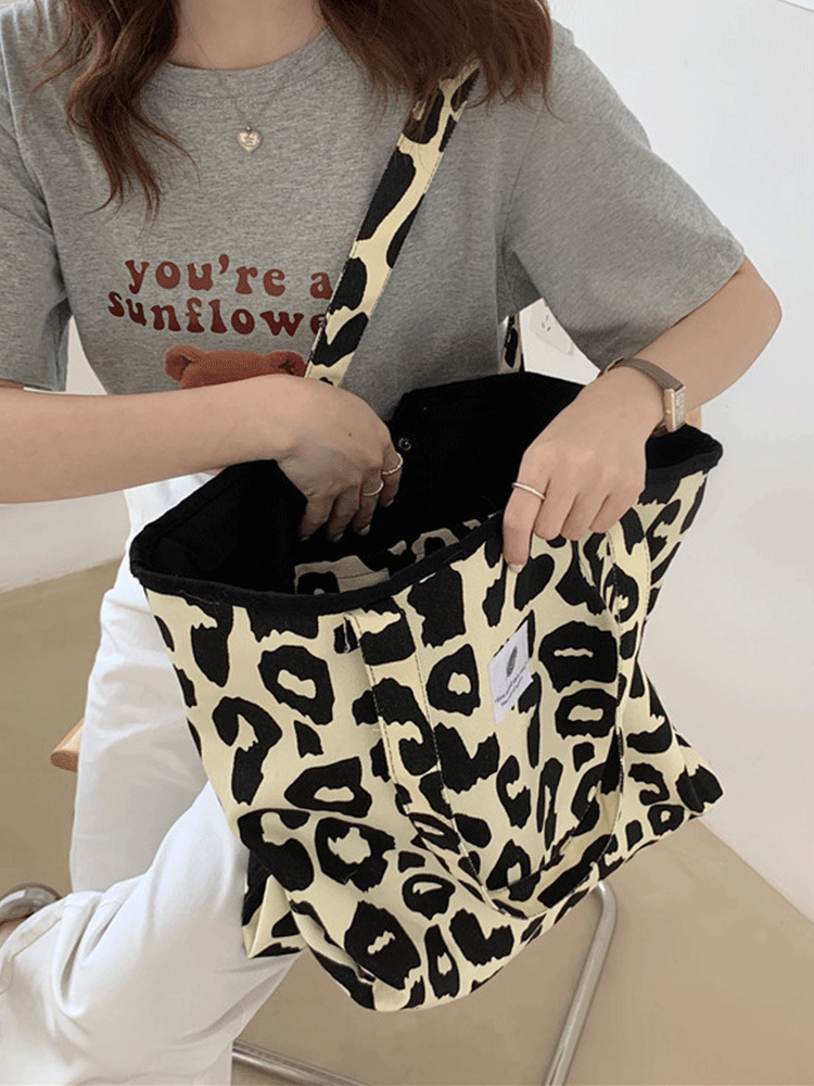 Leopard Shoulder Tote Bag - ECHOINE