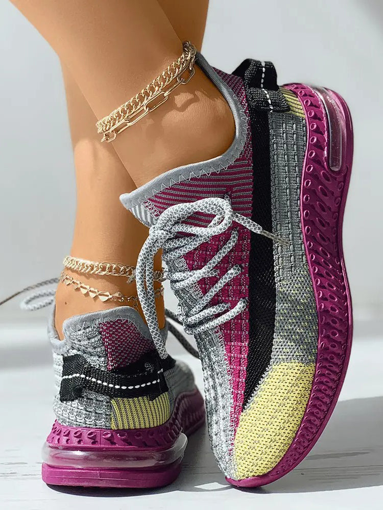 Colorblock Lace Up Sneakers - ECHOINE