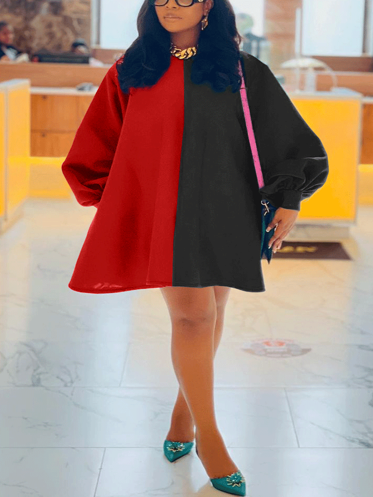 Fashion Color Block  Mini Dress - ECHOINE