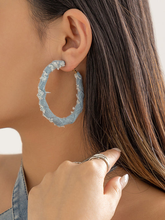 Denim Hoop Earrings - ECHOINE