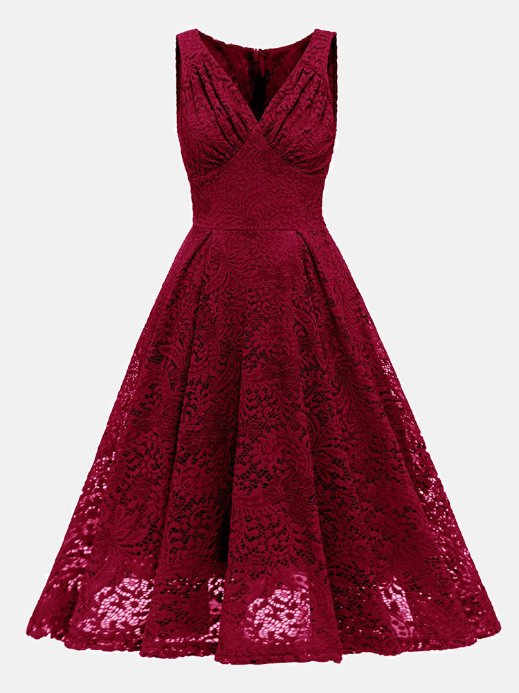 Sleeveless Lace Midi Dress - ECHOINE