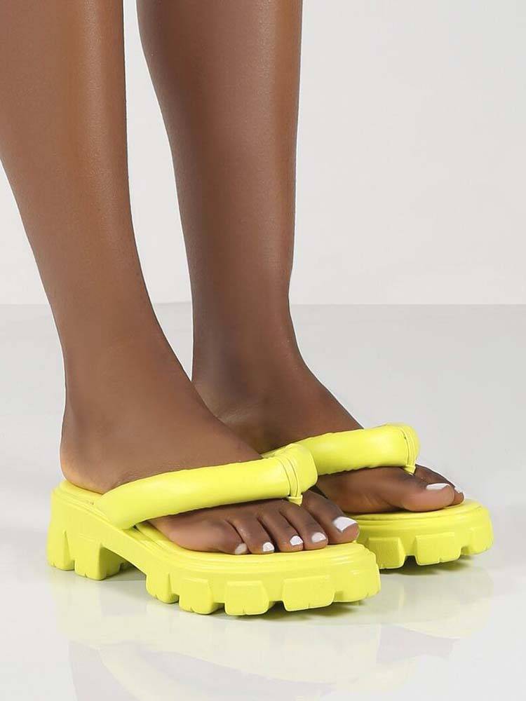 Chunky Sole Thong Strap Sandals - ECHOINE