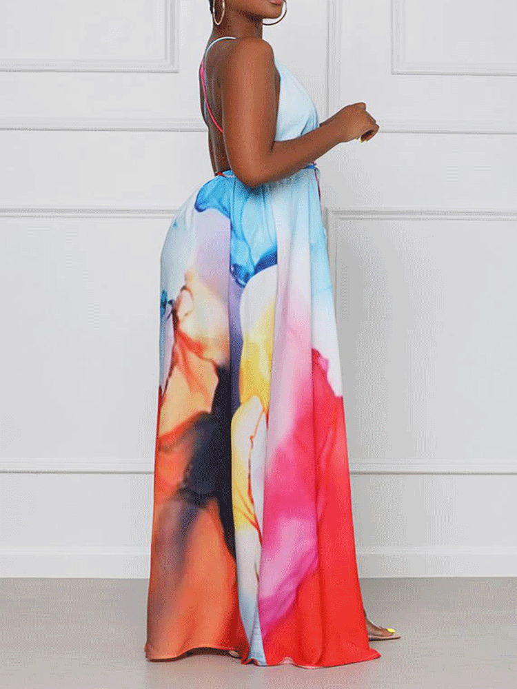 Tie Dye Slit Maxi Dress - ECHOINE