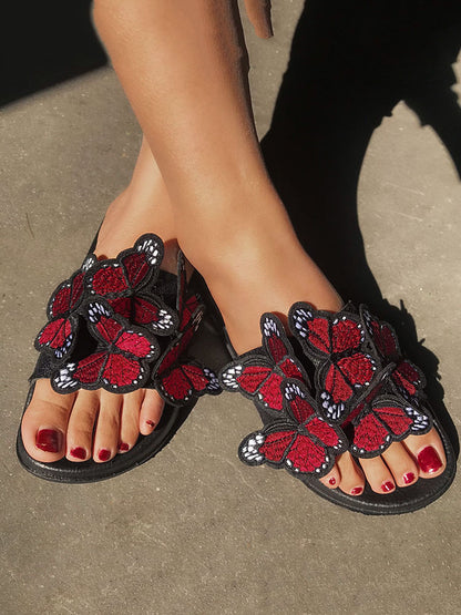 Embroidered Butterfly Slippers - ECHOINE