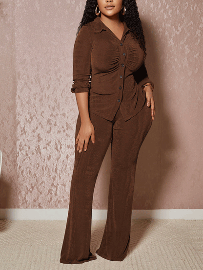 Solid Velvet Button 2PC Set - ECHOINE