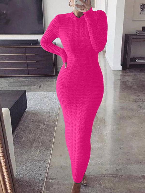 Knitted Bodycon Maxi Sweater Dress - ECHOINE