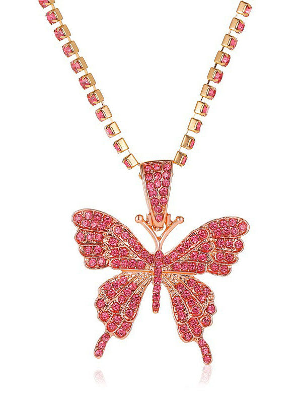 Rhinestone Butterfly Necklace - ECHOINE