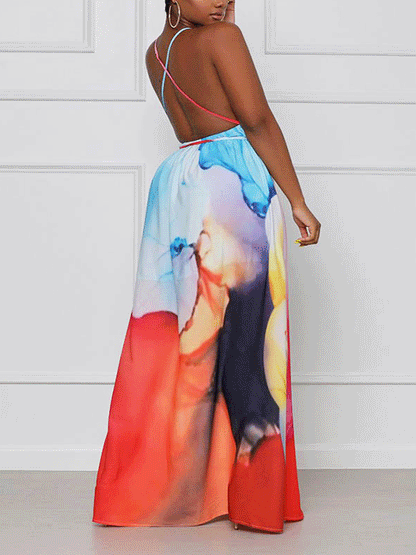 Tie Dye Slit Maxi Dress - ECHOINE