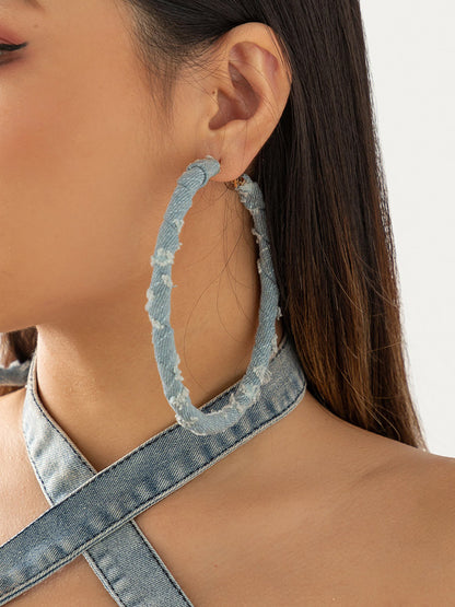 Denim Hoop Earrings - ECHOINE