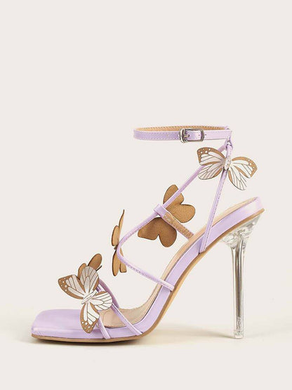 Butterfly Stiletto Heeled Sandals - ECHOINE