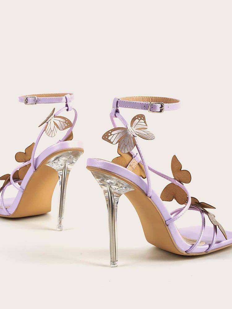 Butterfly Stiletto Heeled Sandals - ECHOINE