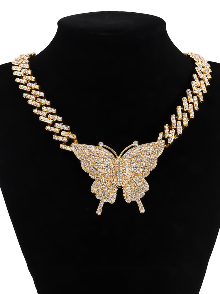 Butterfly Rhinestone Necklace - ECHOINE