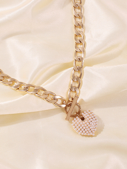 Pearl Heart Chain Necklace - ECHOINE