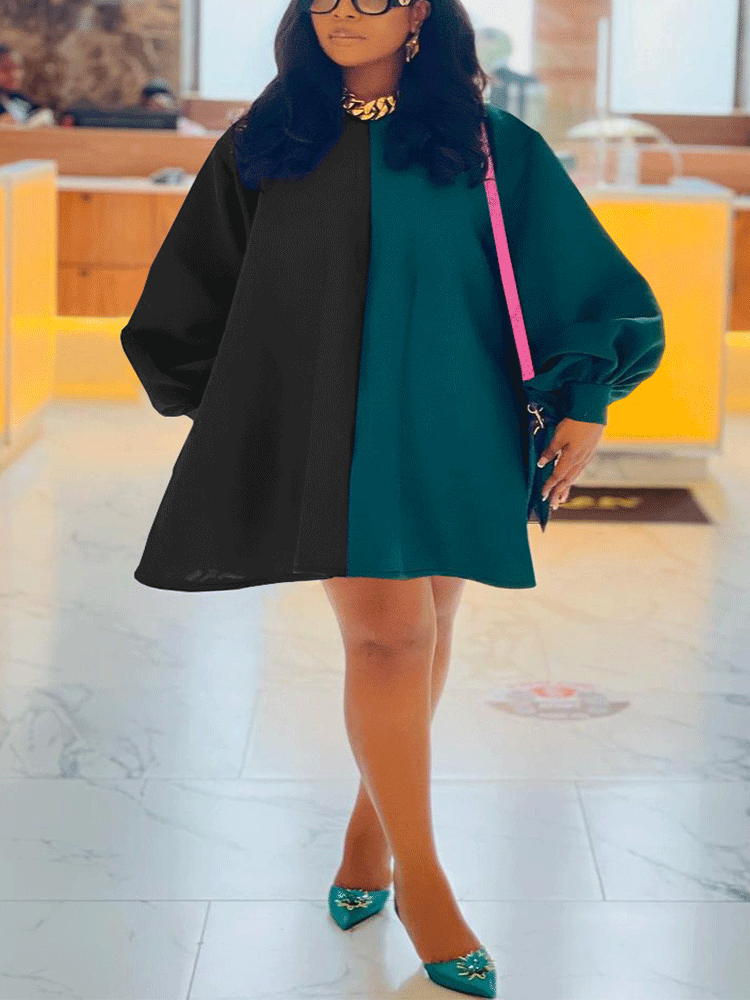 Fashion Color Block  Mini Dress - ECHOINE