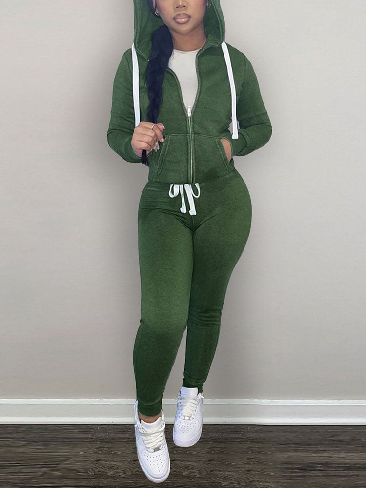 Casual Hoodies And Pant Tracksuit Set - ECHOINE