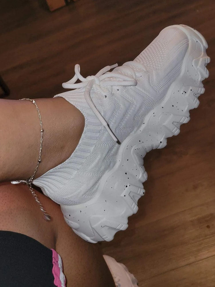 Breathable Lace-Up Sneakers - ECHOINE