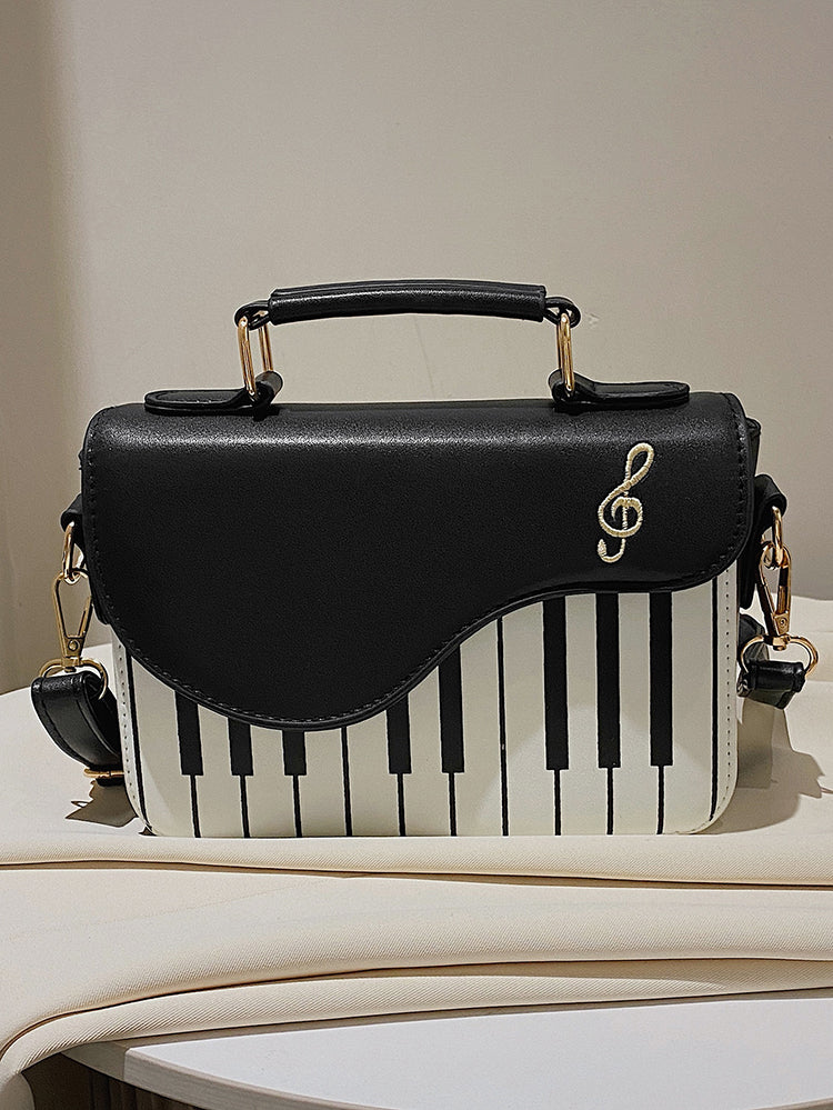 Piano Print Music Embroidered Bag - ECHOINE