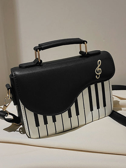 Piano Print Music Embroidered Bag - ECHOINE
