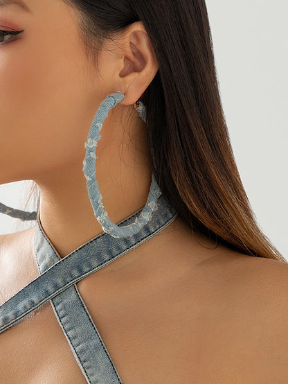 Denim Hoop Earrings - ECHOINE