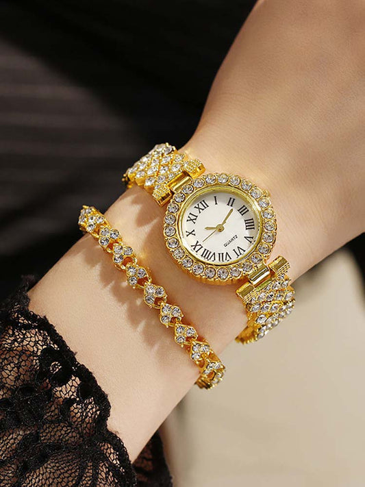 Rhinestone Watches Bracelet Set - ECHOINE