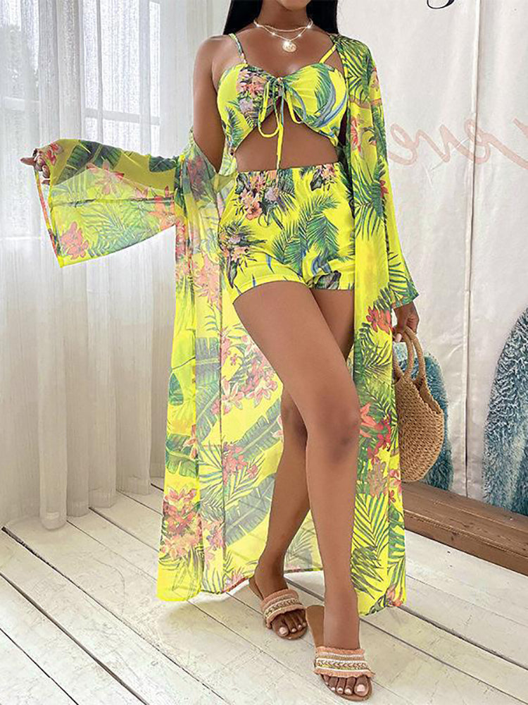 Floral Bikini Swimsuit & Beach Cover Up - ECHOINE