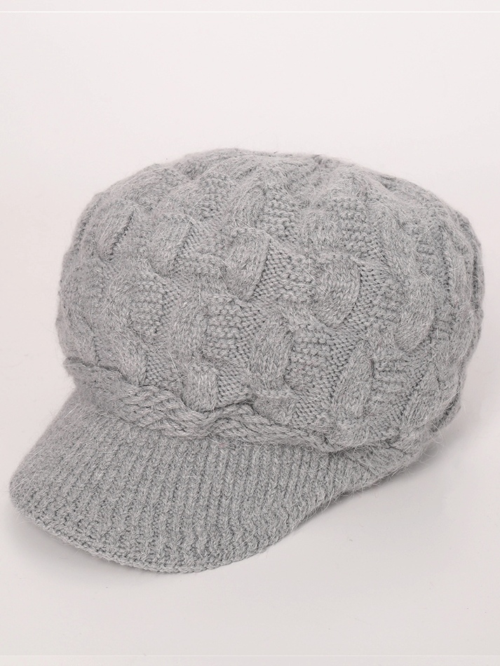 Solid Knitted Beret Hat - ECHOINE