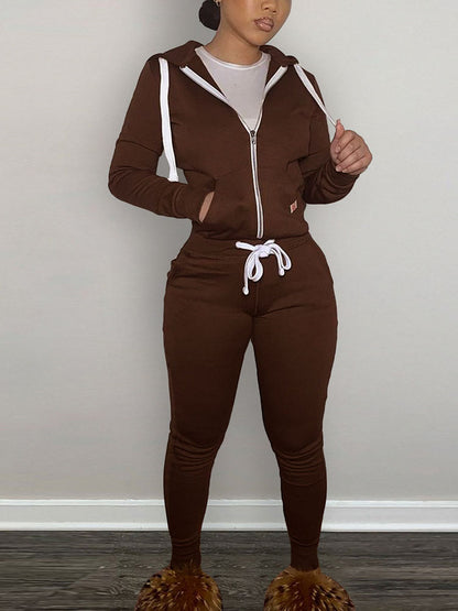 Casual Hoodies And Pant Tracksuit Set - ECHOINE