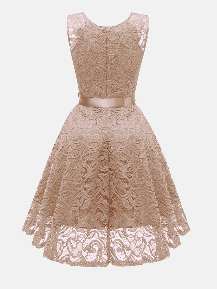 Elegant Sleeveless Lace Party Dress - ECHOINE